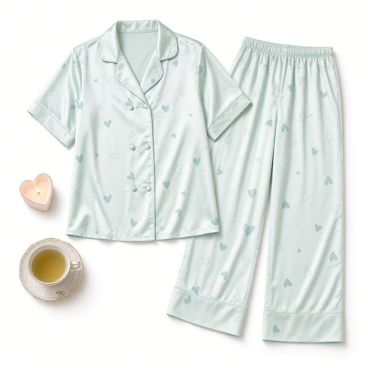 Sweet Dreams Pajama Set - Mint Heart