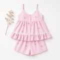 Sweet Ruffle Pajama Set -  Pink Butterfly