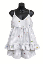 Sweet Ruffle Pajama Set - Gray Gingham Bows