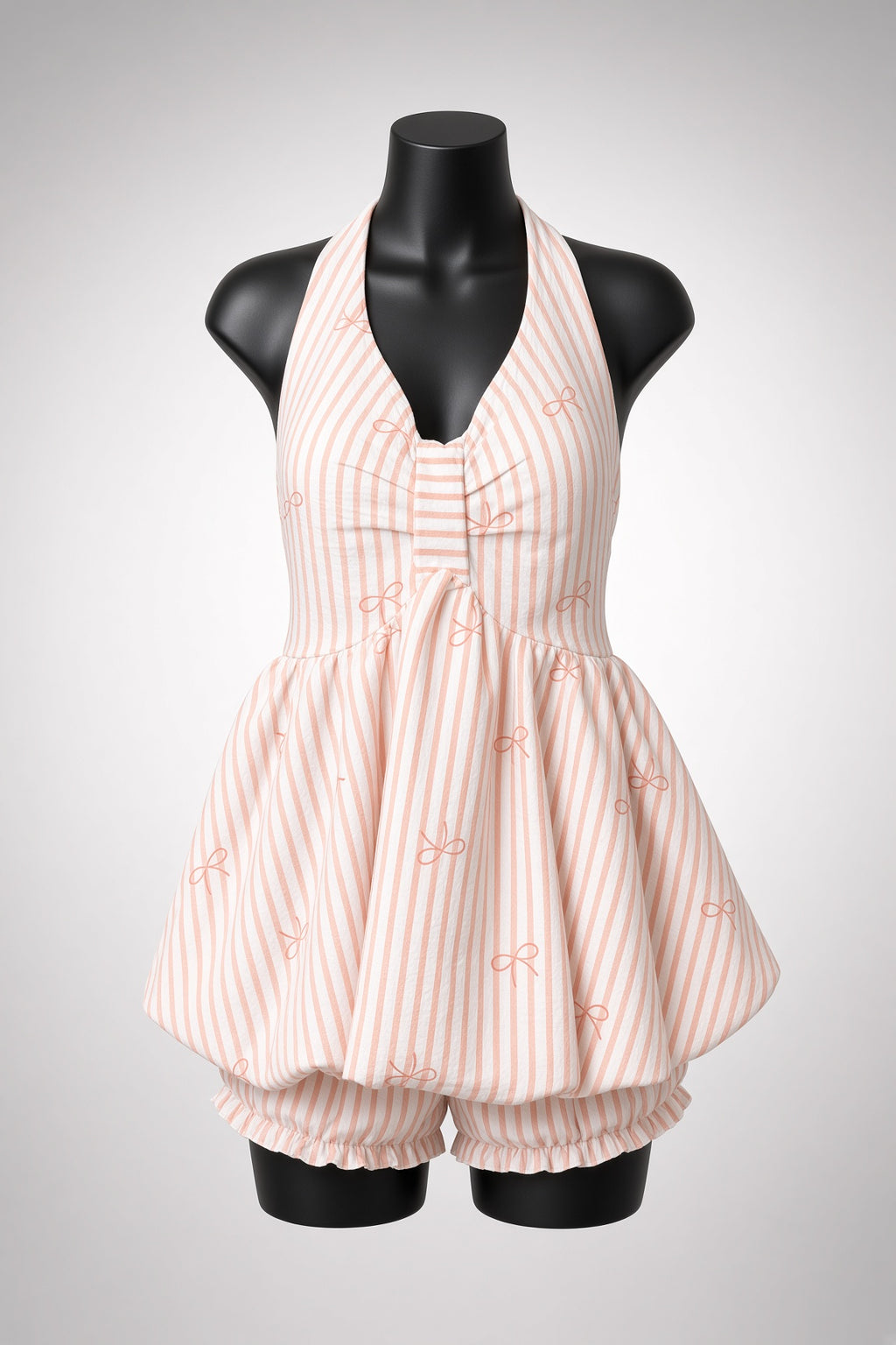 Sweet Bow Baby Doll Set - Peach Stripes