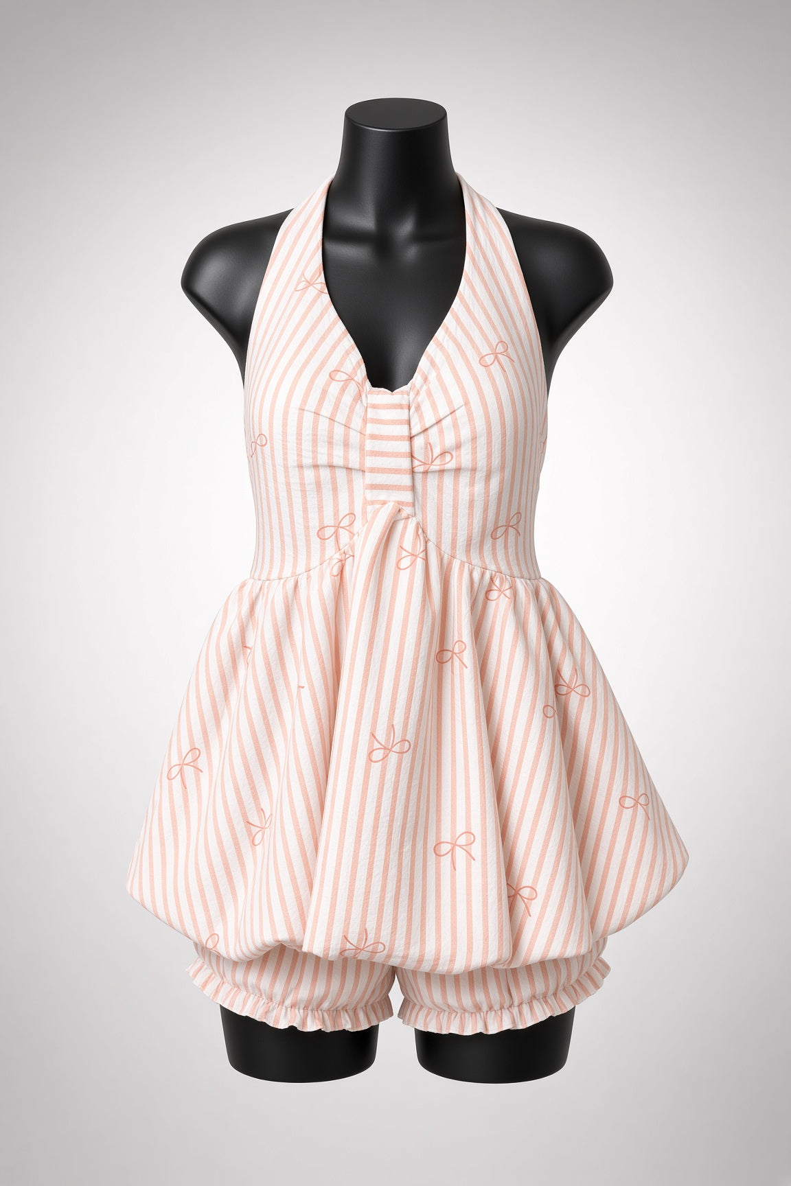Sweet Bow Baby Doll Set - Peach Stripes