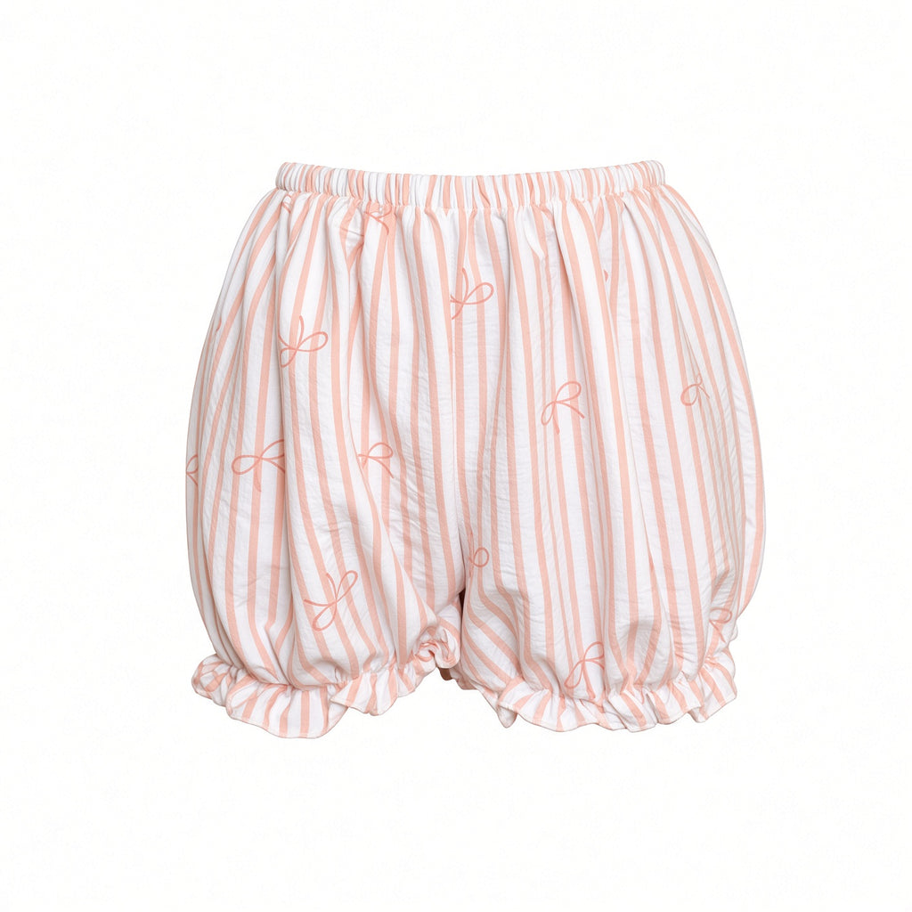 Sweet Bow Baby Doll Set - Peach Stripes