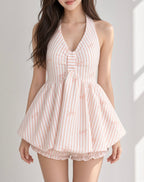 Sweet Bow Baby Doll Set - Peach Stripes