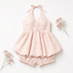 Sweet Bow Baby Doll Set - Peach Stripes