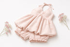 Sweet Bow Baby Doll Set - Peach Stripes