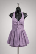 Sweet Bow Baby Doll Set - Purple Linen