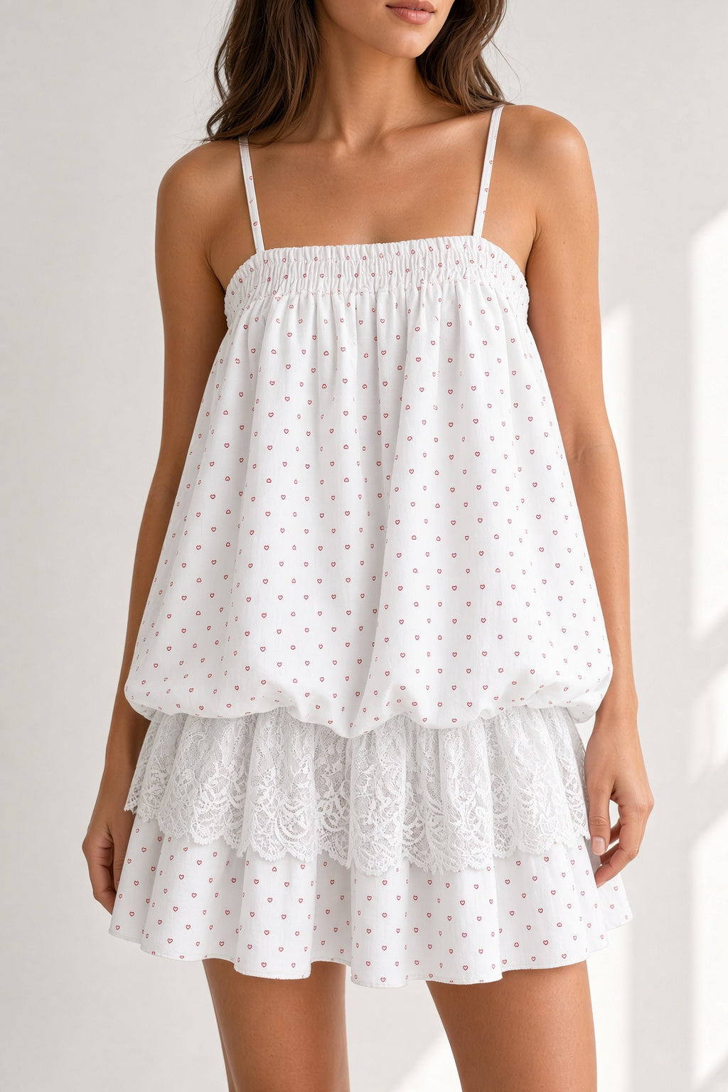 Sweet Hearts Babydoll Dress - White