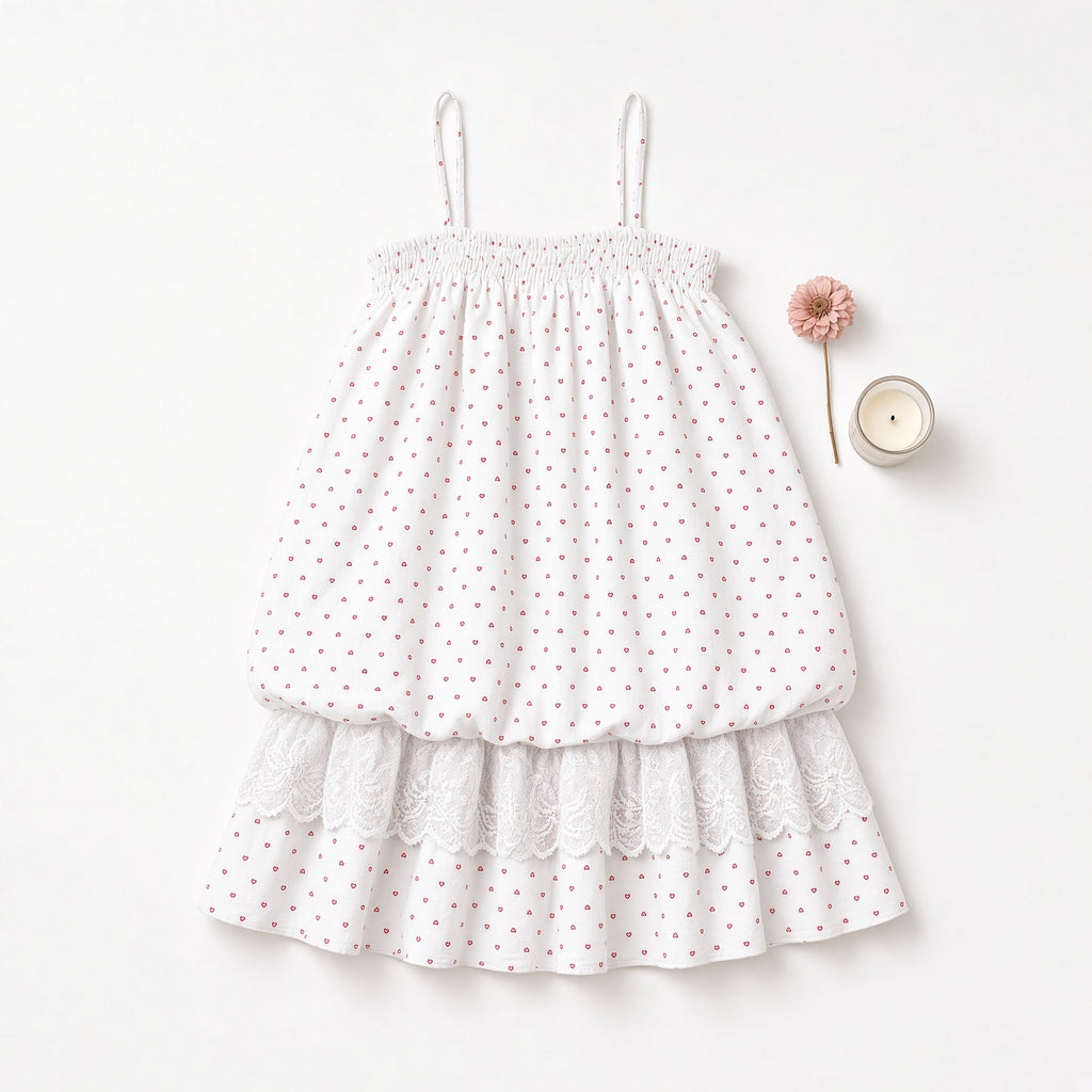 Sweet Hearts Babydoll Dress - White
