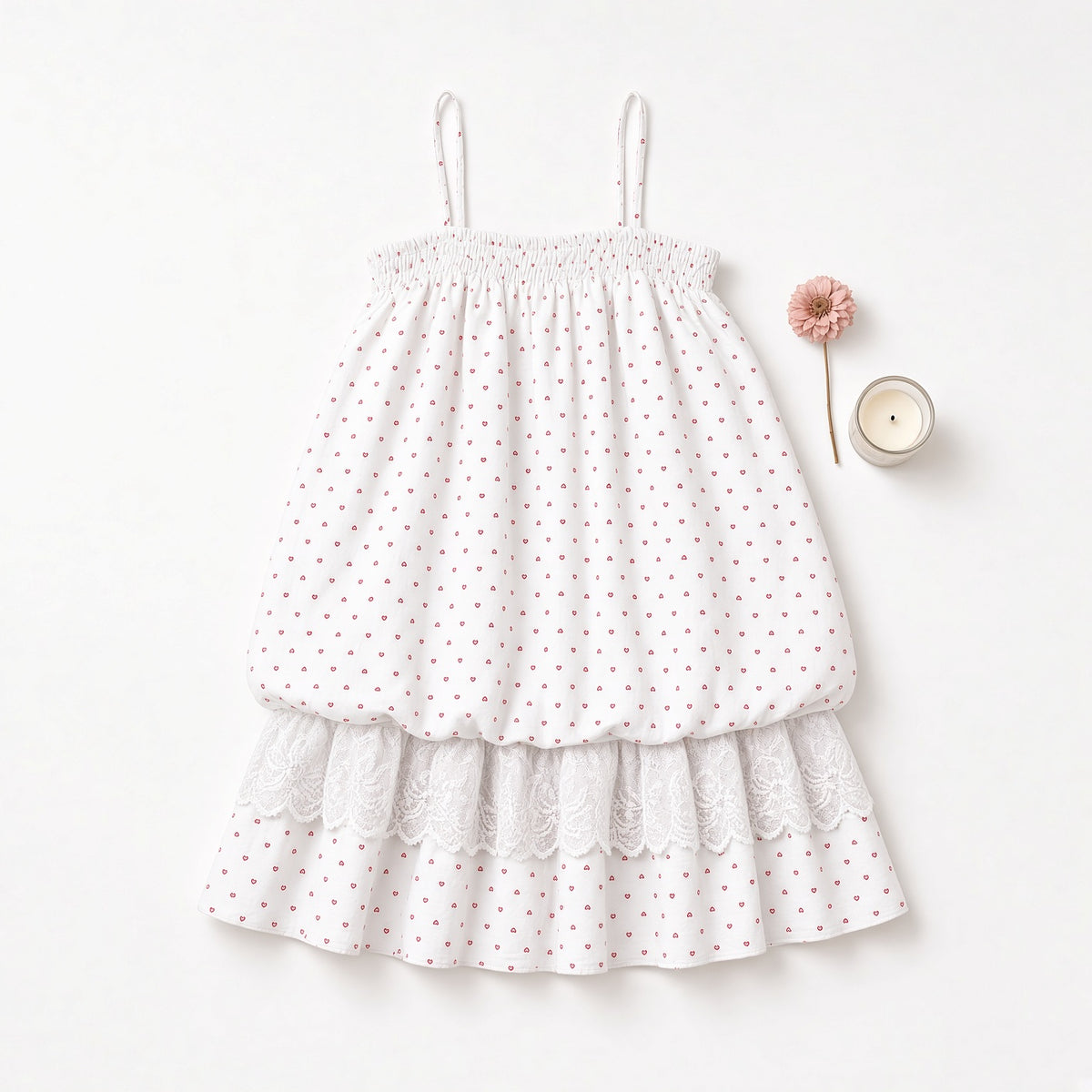 Sweet Hearts Babydoll Dress - White