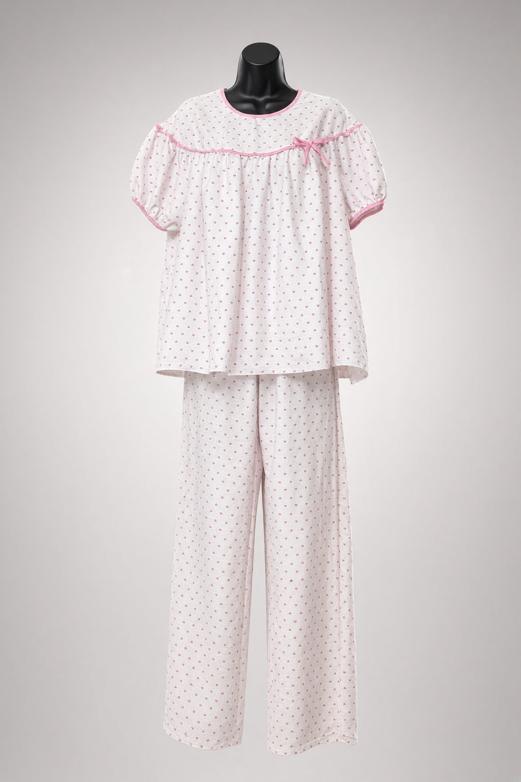 Heart Dot Pajama Set - Pink