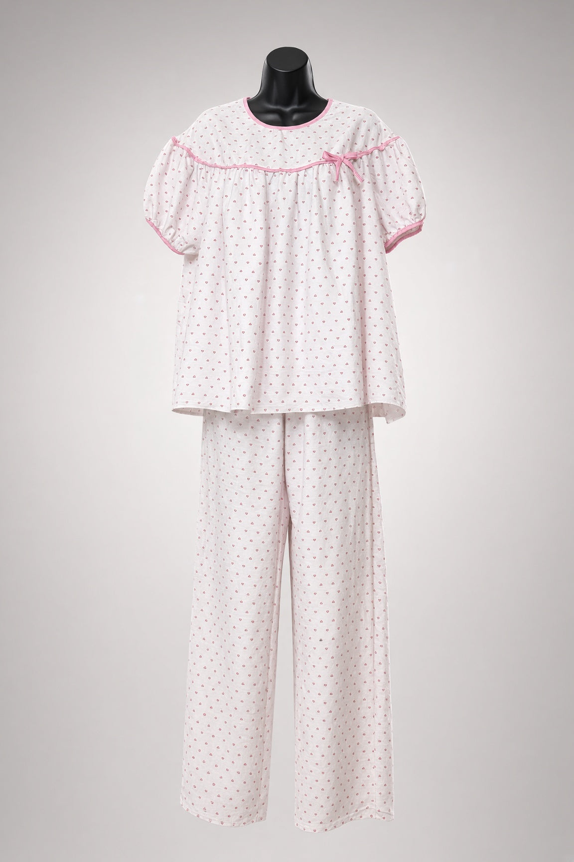 Heart Dot Pajama Set - Pink