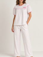 Heart Dot Pajama Set - Pink