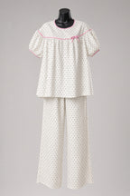 Heart Dot Pajama Set - Cream