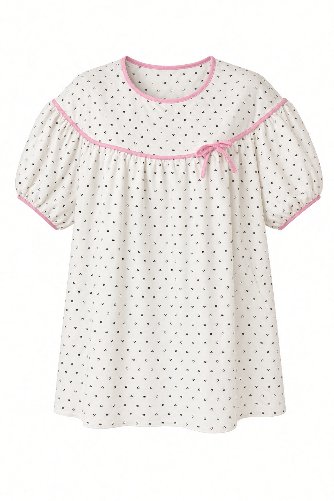 Heart Dot Pajama Set - Cream