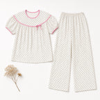 Heart Dot Pajama Set - Cream