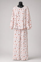 Lace Button Pajama Set — Pink Happy Dog