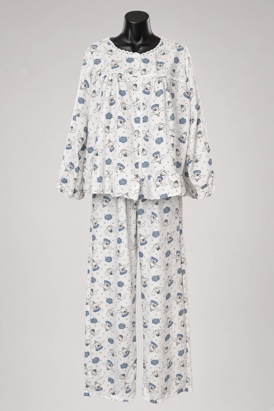 Lace Button Pajama Set — White Hello Baby