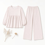Heart Peplum Pajama Set — Blush Tiny Hearts