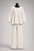 Heart Peplum Pajama Set — White Tiny Hearts