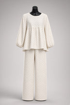 Heart Peplum Pajama Set — White Tiny Hearts
