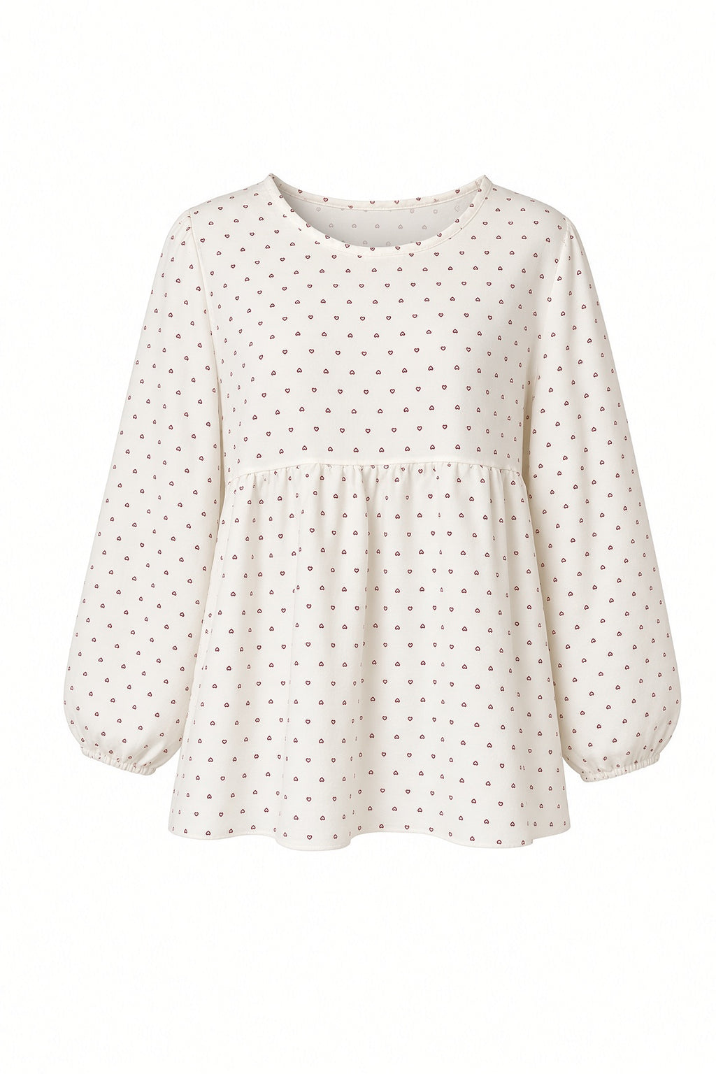 Heart Peplum Pajama Set — White Tiny Hearts