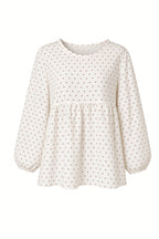 Heart Peplum Pajama Set — White Tiny Hearts