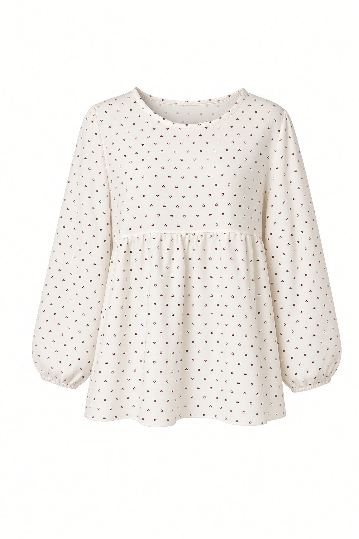 Heart Peplum Pajama Set — White Tiny Hearts