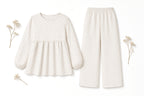 Heart Peplum Pajama Set — White Tiny Hearts