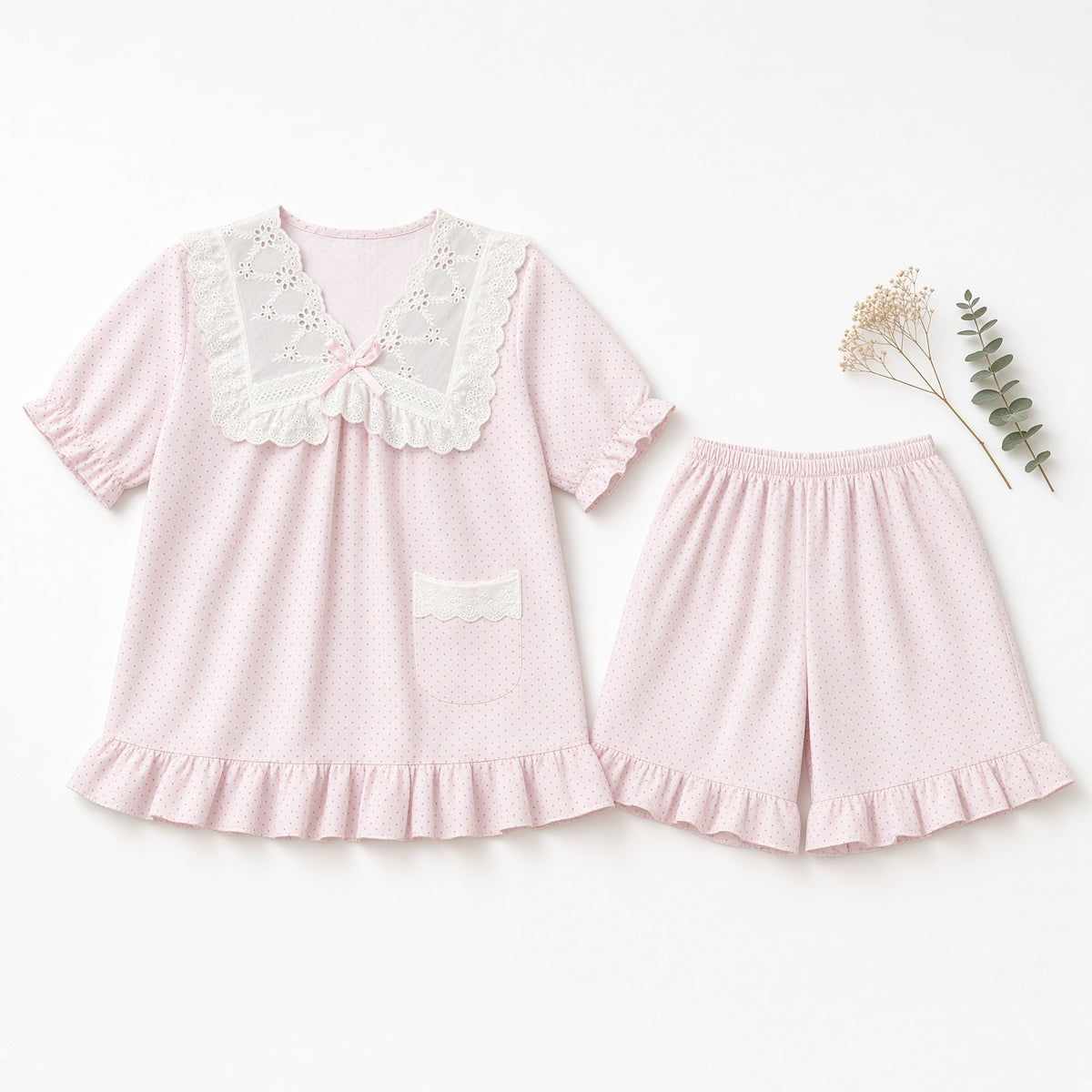Cozy Cloud Pajama Set - Pink Polka Dot