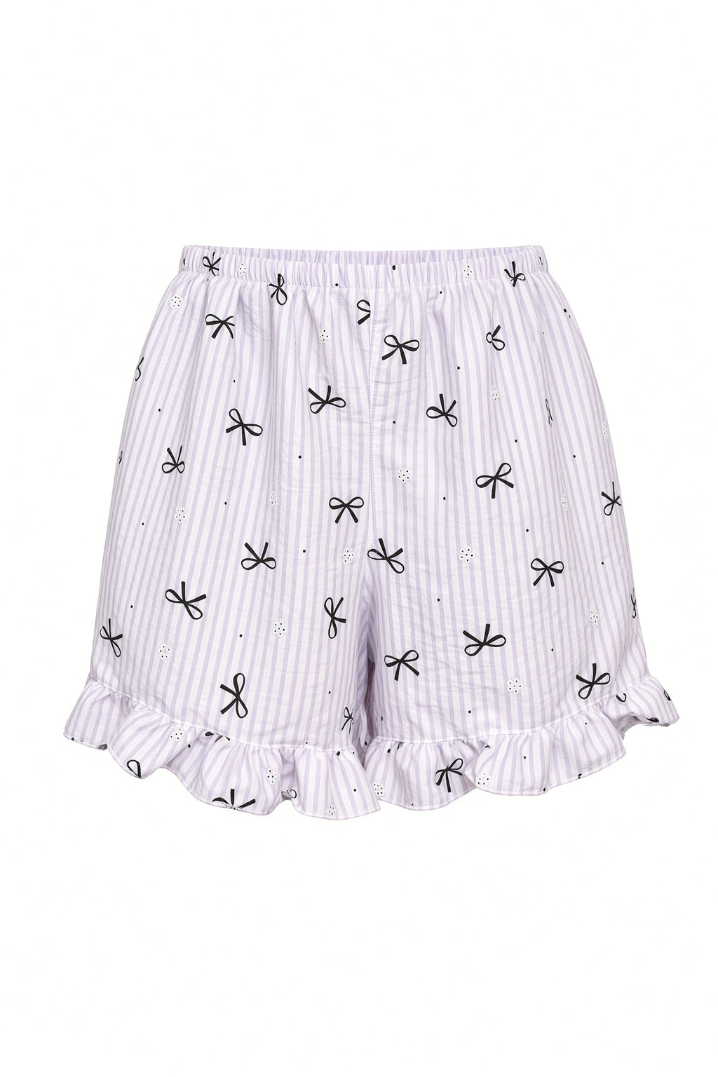 Ribbon Stripe Pajama Set - Purple Stripes with Black Bows