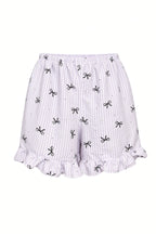 Ribbon Stripe Pajama Set - Purple Stripes with Black Bows