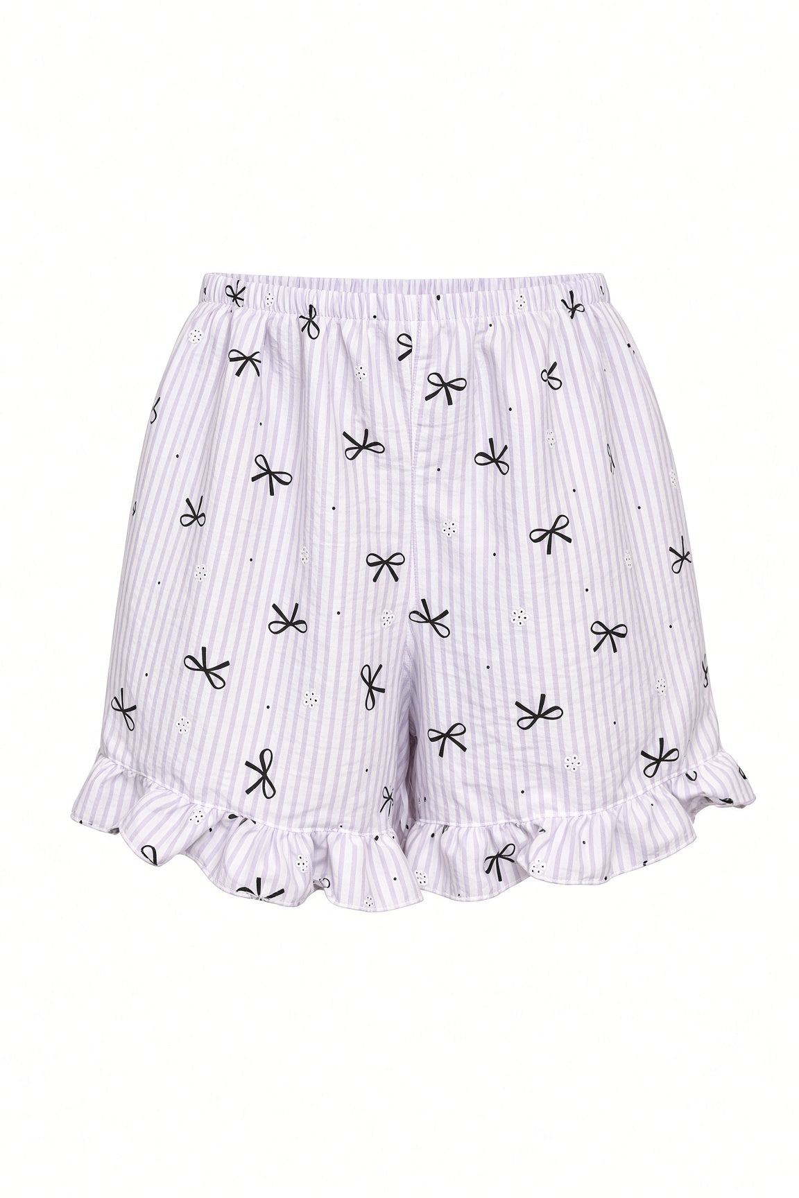 Ribbon Stripe Pajama Set - Purple Stripes with Black Bows