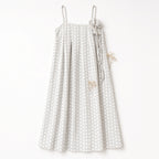 Blossom Tie Dress -White Gray Stripe