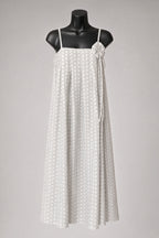 Blossom Tie Dress -White Gray Stripe
