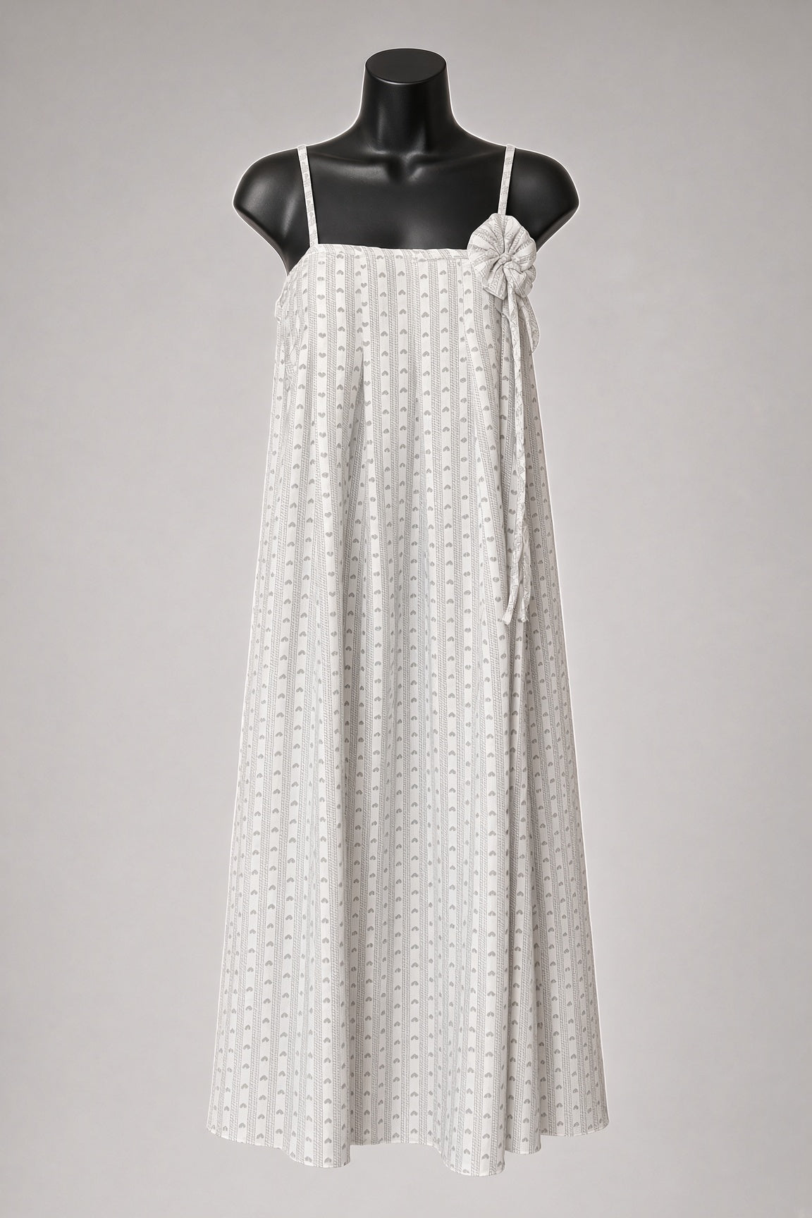 Blossom Tie Dress -White Gray Stripe