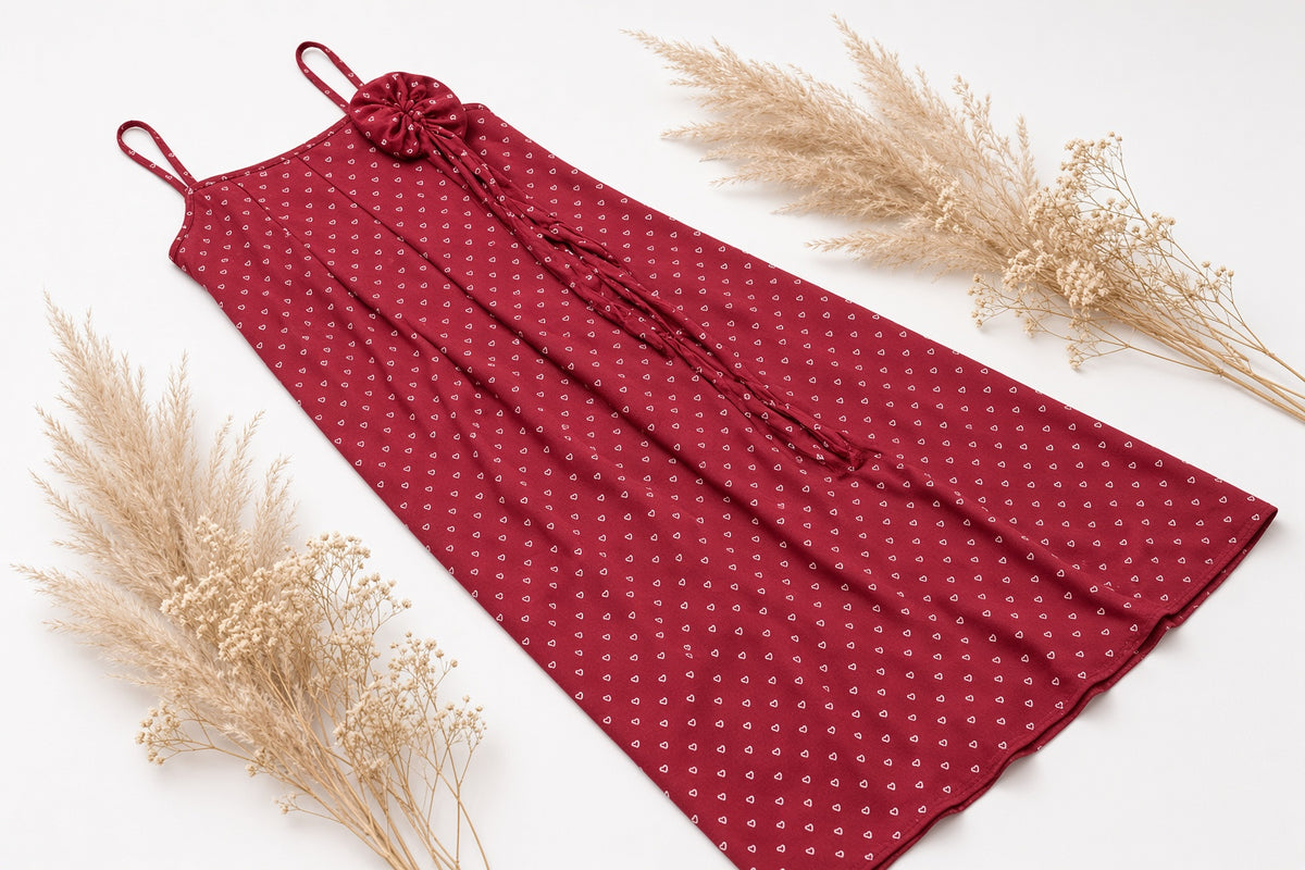 Blossom Tie Dress - Burgundy