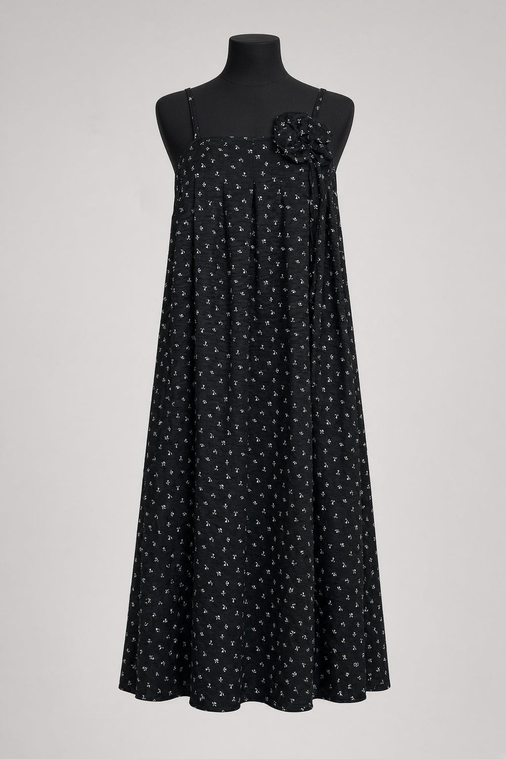 Blossom Tie Dress -Black