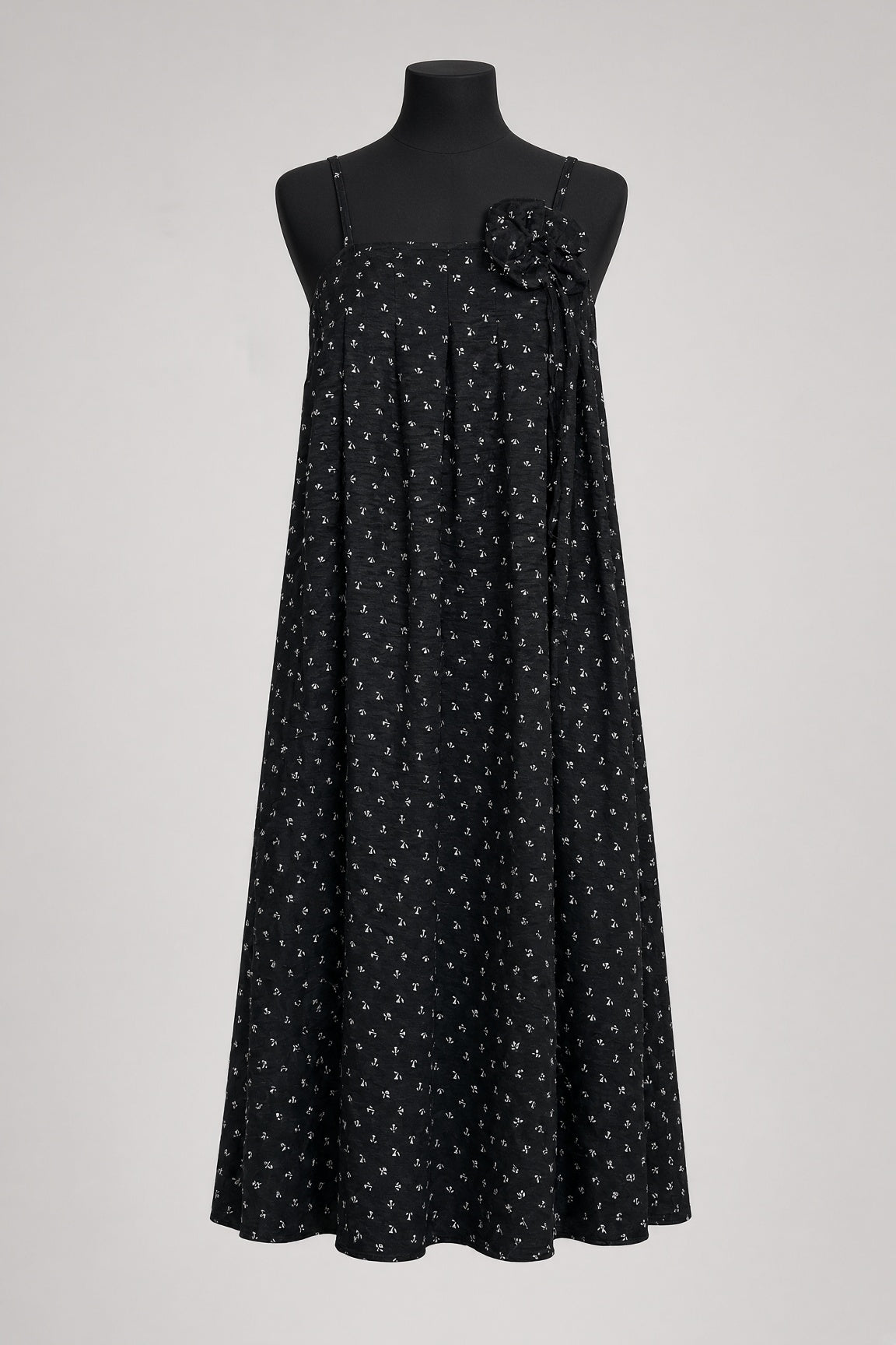 Blossom Tie Dress -Black